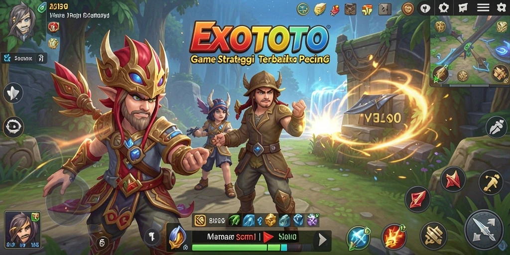 Tangkapan layar utama yang menampilkan aksi strategi di EXOTOTO.