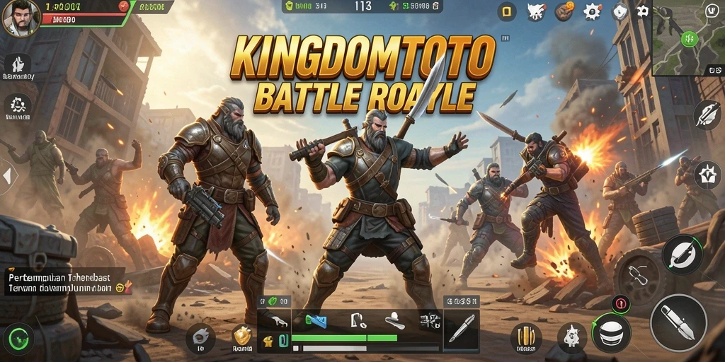 Tangkapan layar KINGDOMTOTO menampilkan pertempuran epik di arena Battle Royale.