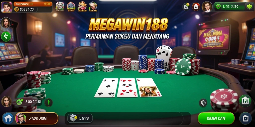 Tampilan gameplay seru di MEGAWIN188 saat bermain Poker.