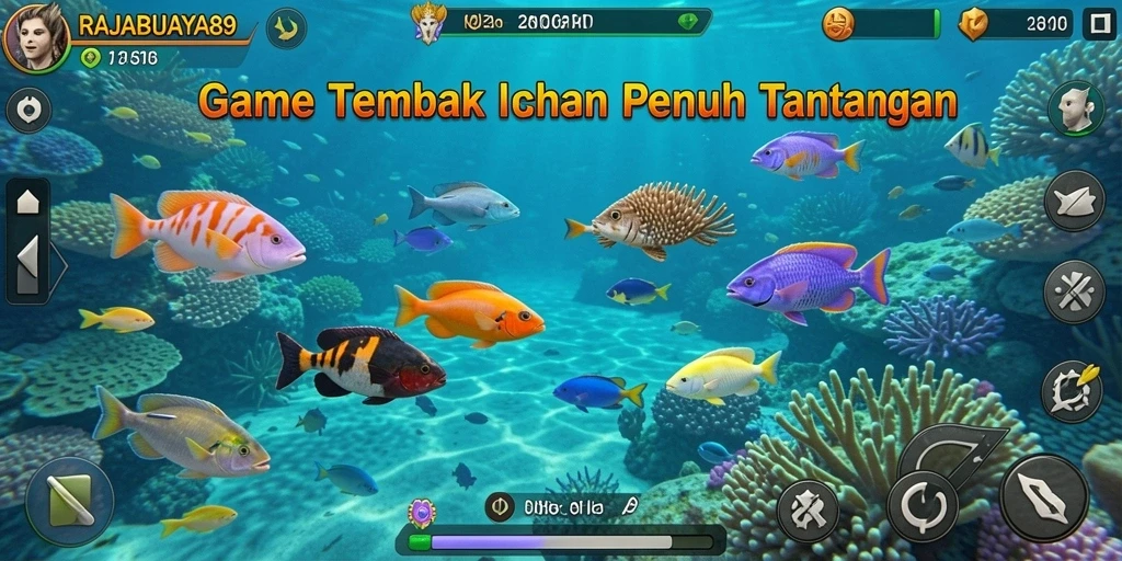 Gameplay menembak ikan yang seru dan menyenangkan.