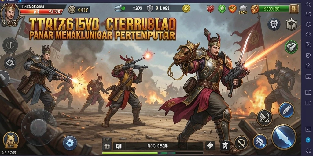 Screenshot gameplay TAR555 menunjukkan strategi yang intens dan pertempuran yang seru.